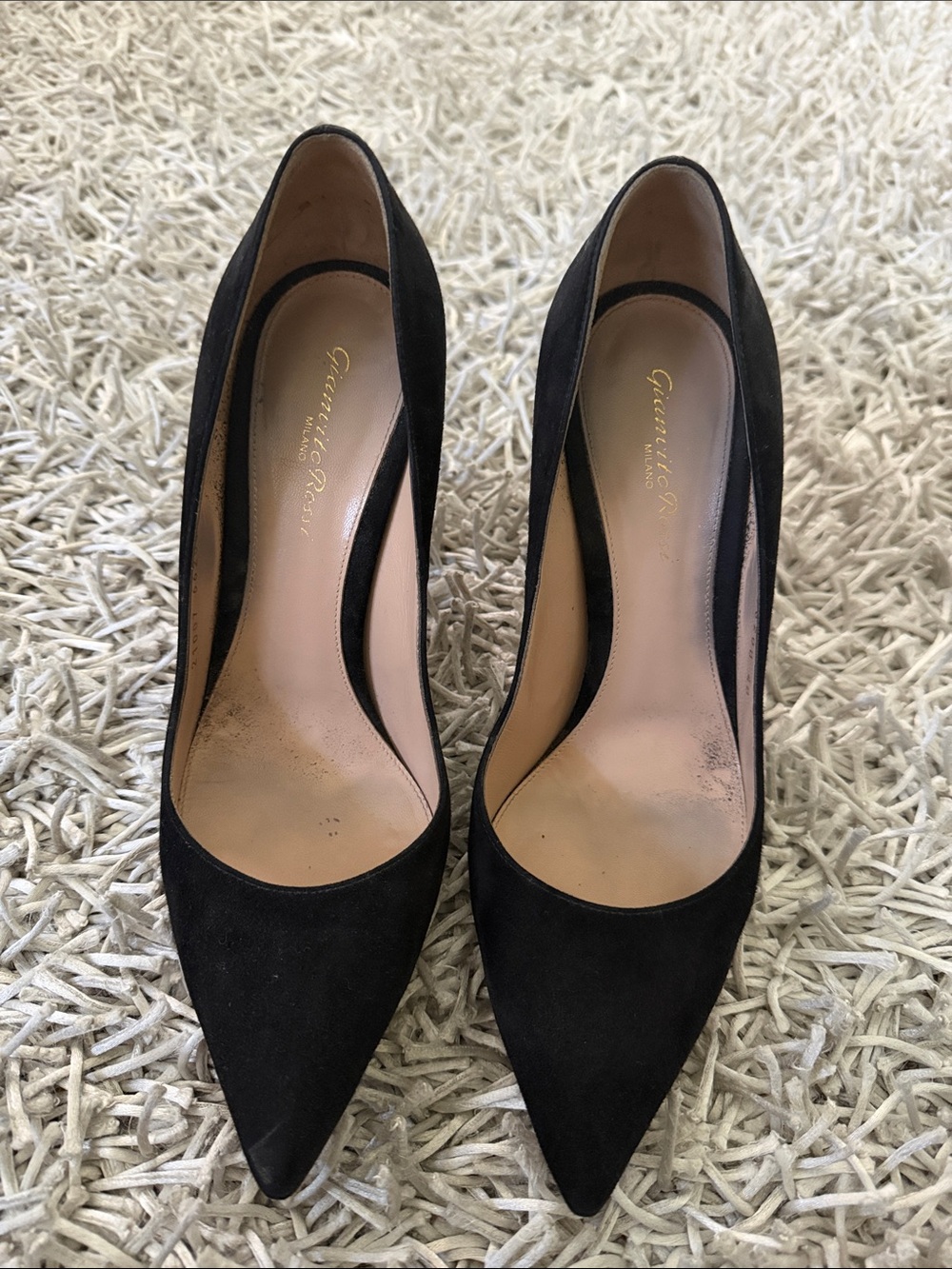 Gianvito Rossi Black Suede Pointed Pumps